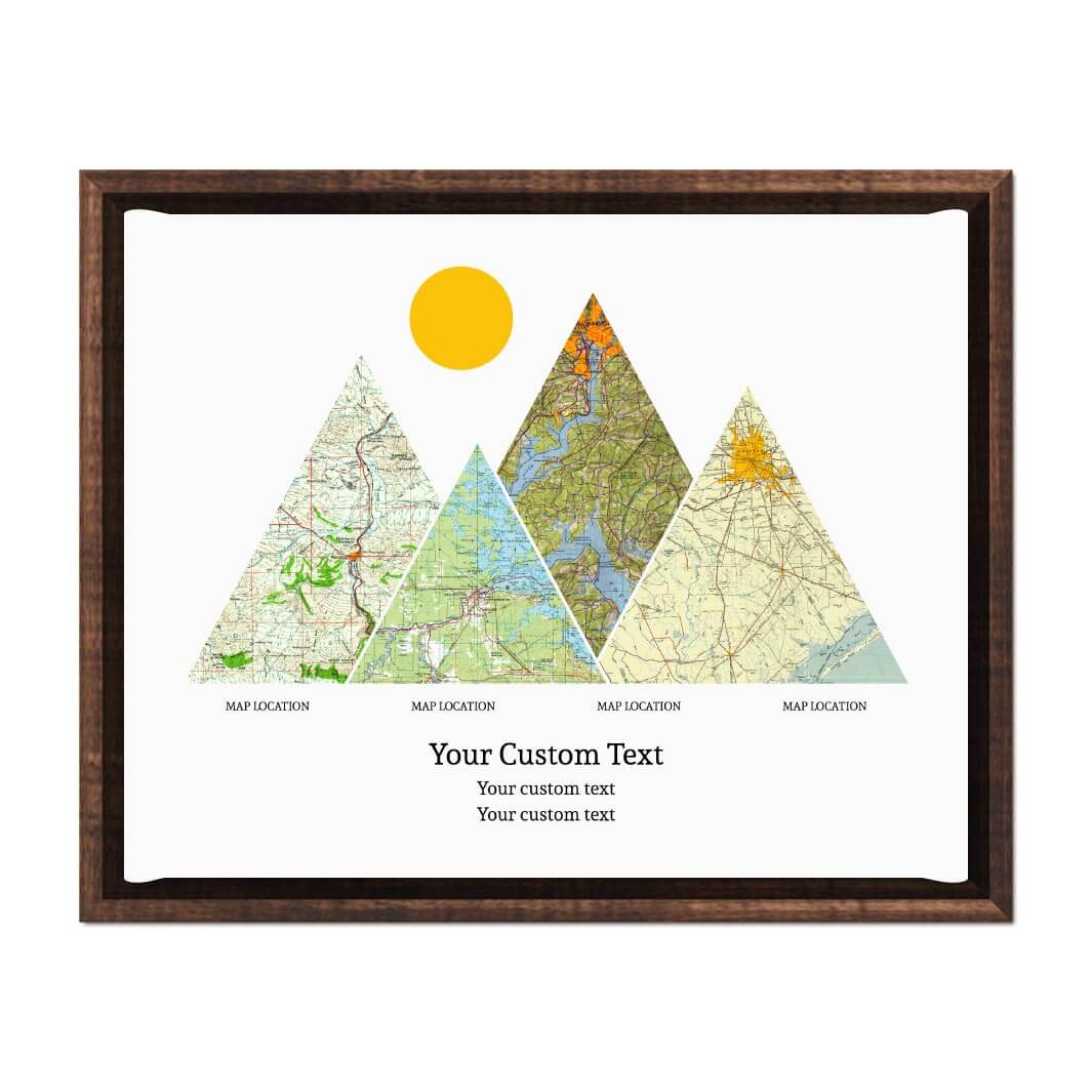 Personalized Mountain Atlas Map with 4 Locations, Espresso Floater Framed Art Print#color-finish_espresso-floater-frame