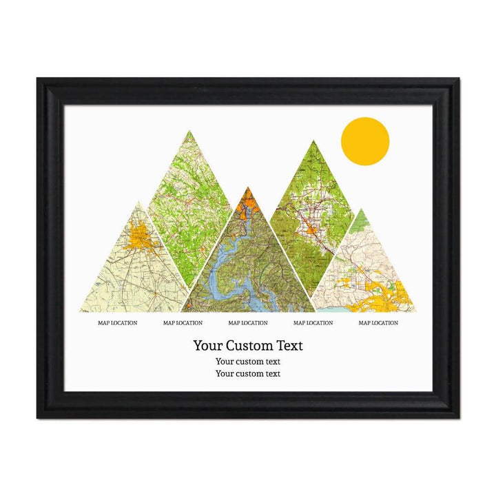 Personalized Mountain Atlas Map with 5 Locations, Black Beveled Framed Art Print#color-finish_black-beveled-frame