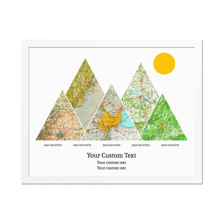 Personalized Mountain Atlas Map with 5 Locations, White Thin Framed Art Print#color-finish_white-thin-frame