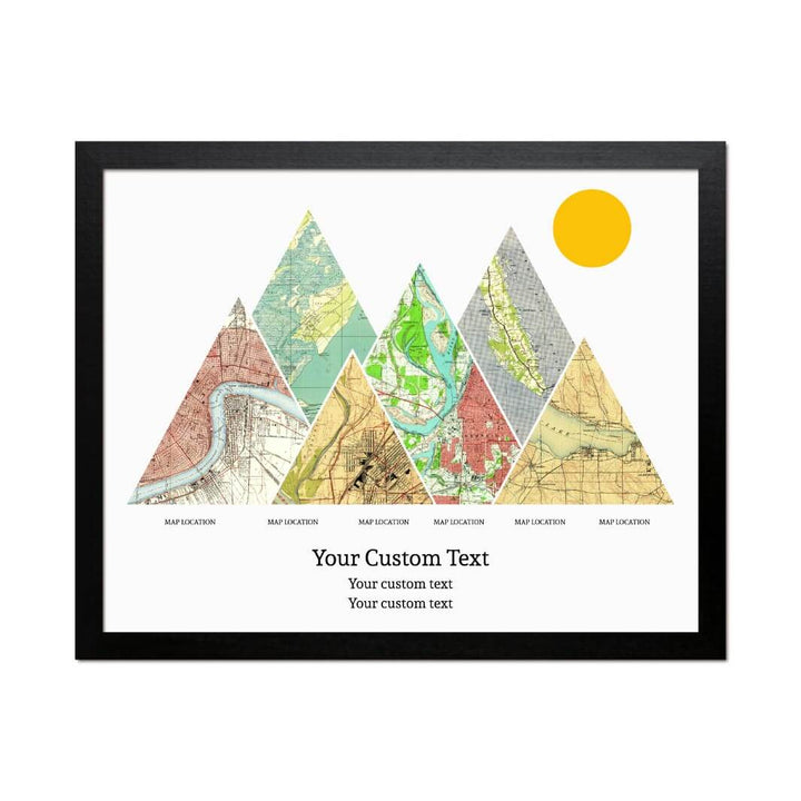 Personalized Mountain Atlas Map with 6 Locations, Black Thin Framed Art Print#color-finish_black-thin-frame