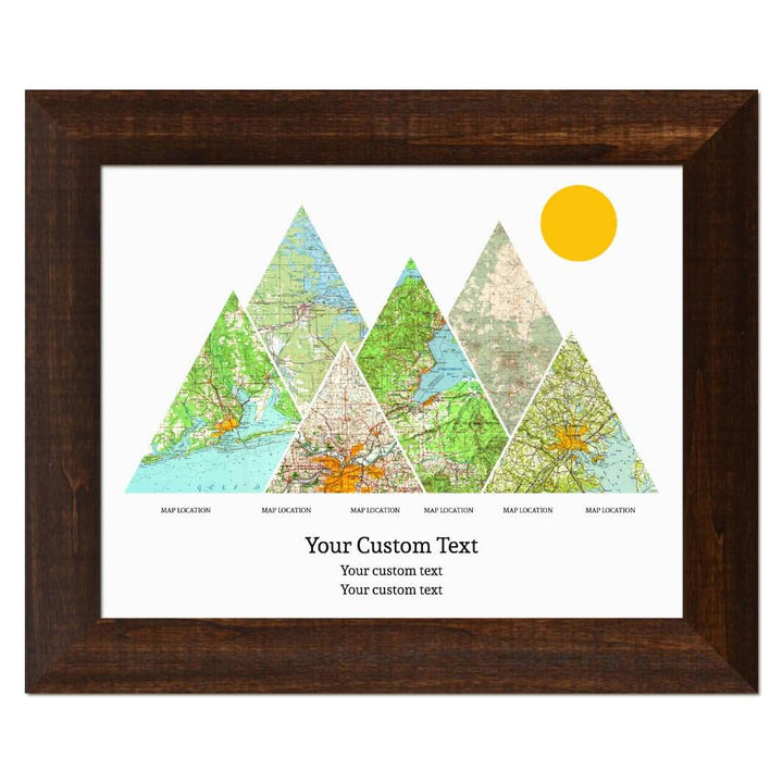 Personalized Mountain Atlas Map with 6 Locations, Espresso Wide Framed Art Print#color-finish_espresso-wide-frame