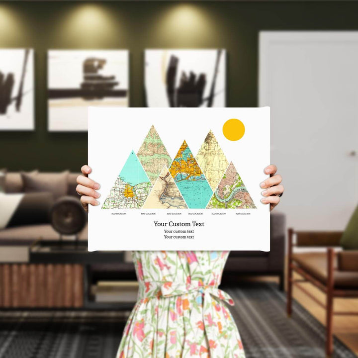Personalized Mountain Atlas Map with 6 Locations, Wrapped Canvas Art Print, Styled#color-finish_wrapped-canvas