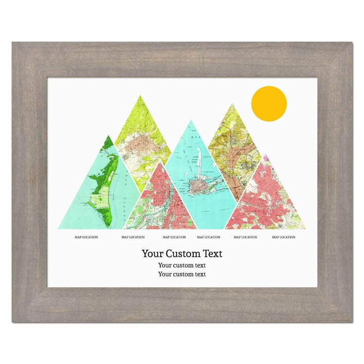 Personalized Mountain Atlas Map with 6 Locations, Gray Wide Framed Art Print#color-finish_gray-wide-frame