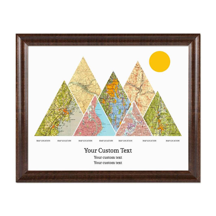 Personalized Mountain Atlas Map with 7 Locations, Espresso Beveled Framed Art Print#color-finish_espresso-beveled-frame