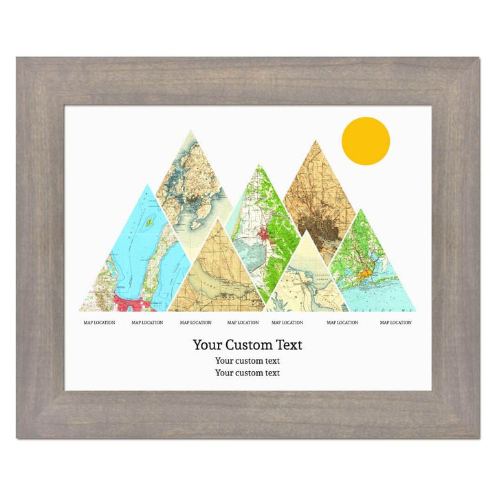 Personalized Mountain Atlas Map with 7 Locations, Gray Wide Framed Art Print#color-finish_gray-wide-frame