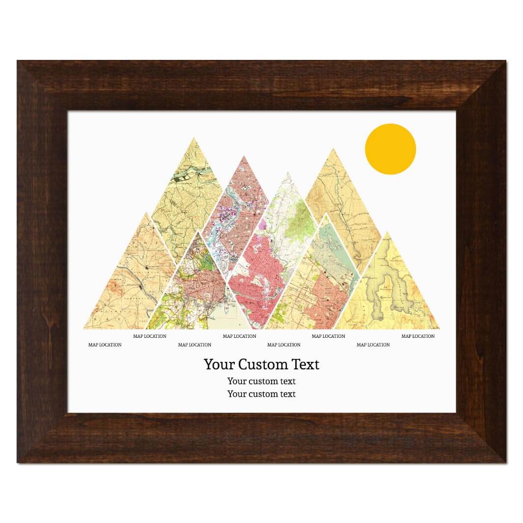 Personalized Mountain Atlas Map with 8 Locations, Espresso Wide Framed Art Print#color-finish_espresso-wide-frame