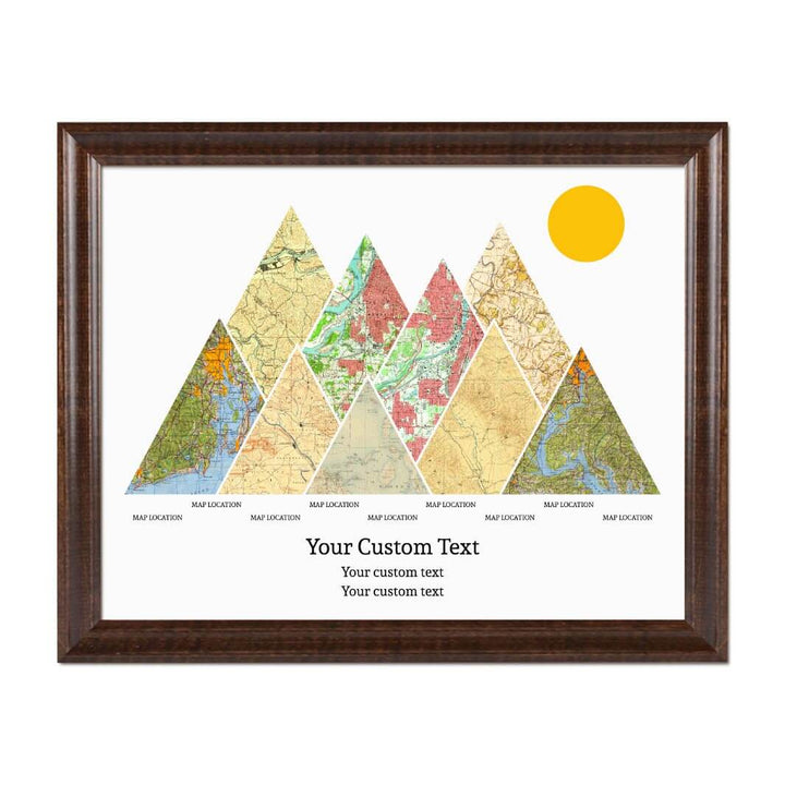 Personalized Mountain Atlas Map with 9 Locations, Espresso Beveled Framed Art Print#color-finish_espresso-beveled-frame