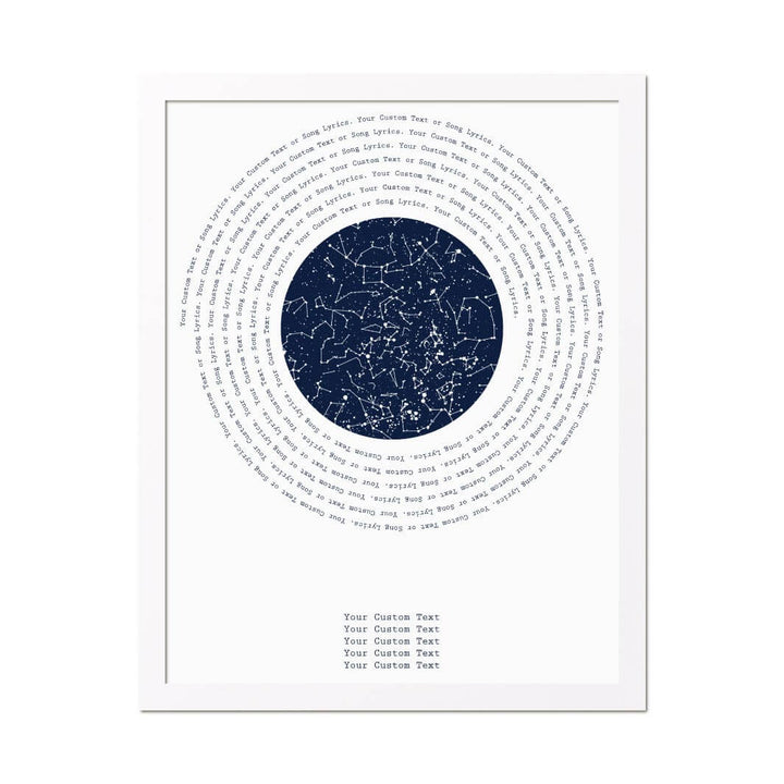 Song Lyrics Gift with 1 Star Map, Personalized Vertical Paper Print, White Thin Frame#color-finish_white-thin-frame