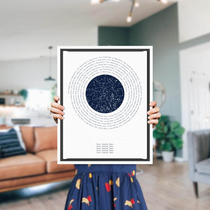 Song Lyrics Gift with 1 Star Map, Personalized Vertical Paper Print, White Floater Frame, Styled#color-finish_white-floater-frame