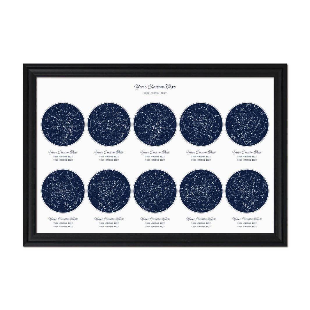 Star Map Gift Personalized With 10 Night Skies, Horizontal, Black Beveled Framed Art Print#color-finish_black-beveled-frame