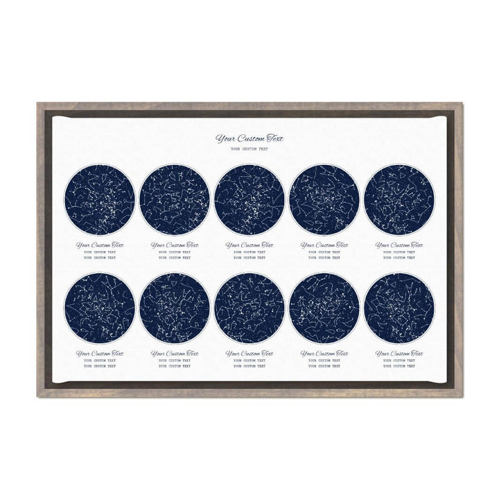 Star Map Gift Personalized With 10 Night Skies, Horizontal, Gray Floater Framed Art Print#color-finish_gray-floater-frame