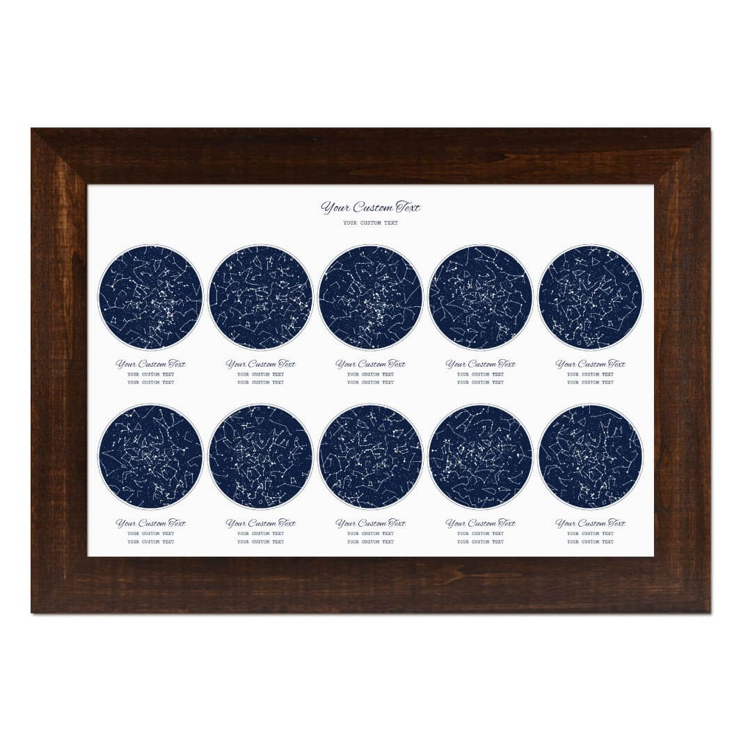 Star Map Gift Personalized With 10 Night Skies, Horizontal, Espresso Wide Framed Art Print#color-finish_espresso-wide-frame