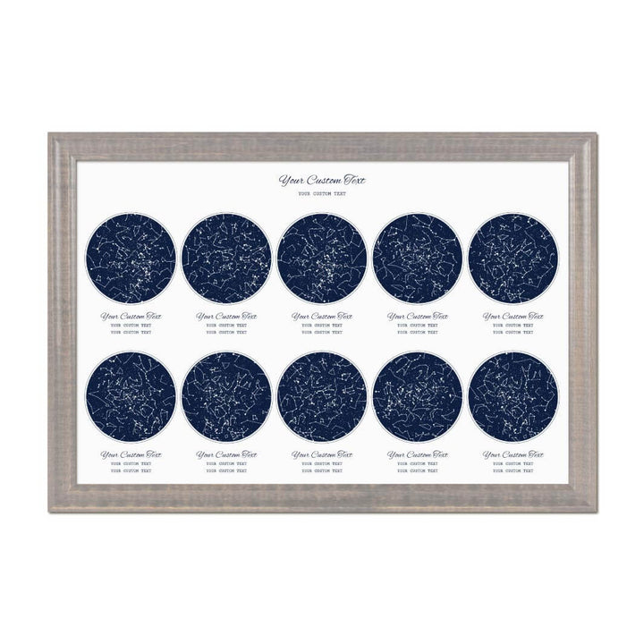 Star Map Gift Personalized With 10 Night Skies, Horizontal, Gray Beveled Framed Art Print#color-finish_gray-beveled-frame