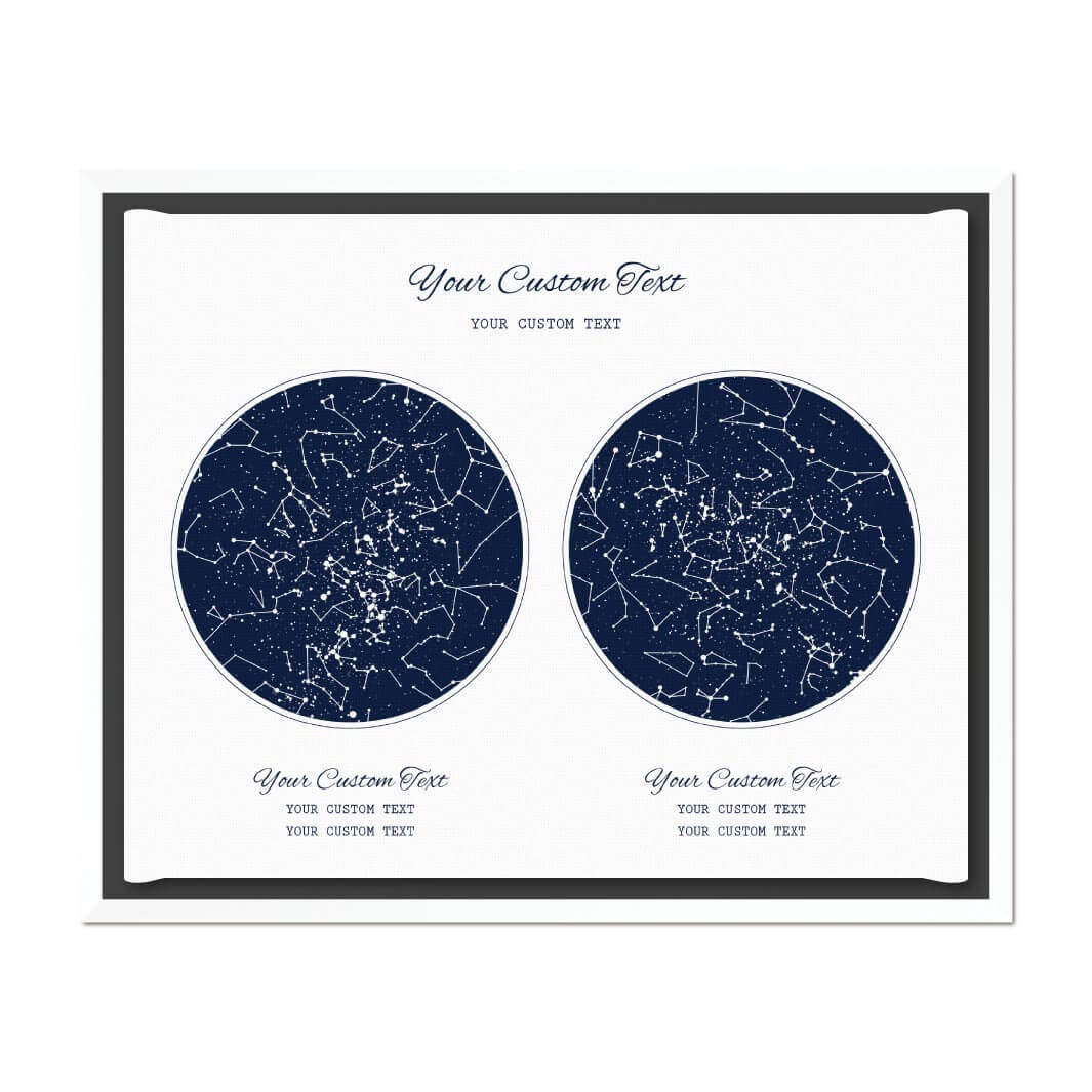 Star Map Gift Personalized With 2 Night Skies, Horizontal, White Floater Framed Art Print#color-finish_white-floater-frame