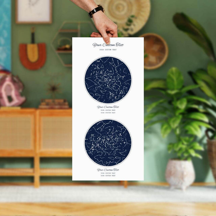 Star Map Gift Personalized With 2 Night Skies, Vertical, Unframed Art Print, Styled#color-finish_unframed