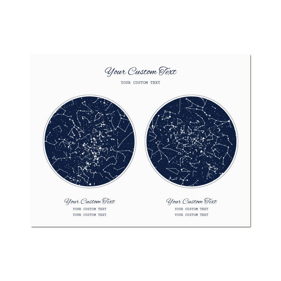 Star Map Gift Personalized With 2 Night Skies, Horizontal, Unframed Art Print#color-finish_unframed