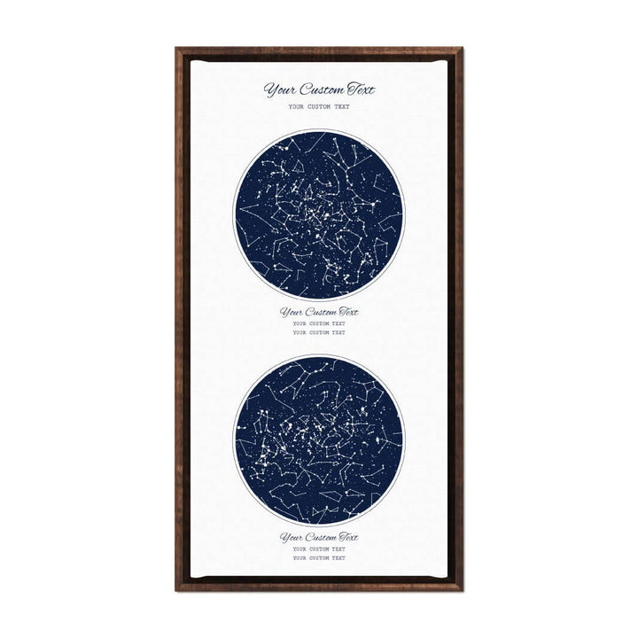 Star Map Gift Personalized With 2 Night Skies, Vertical, Espresso Floater Framed Art Print#color-finish_espresso-floater-frame