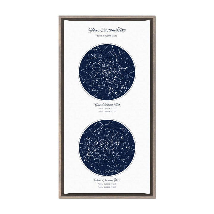 Star Map Gift Personalized With 2 Night Skies, Vertical, Gray Floater Framed Art Print#color-finish_gray-floater-frame