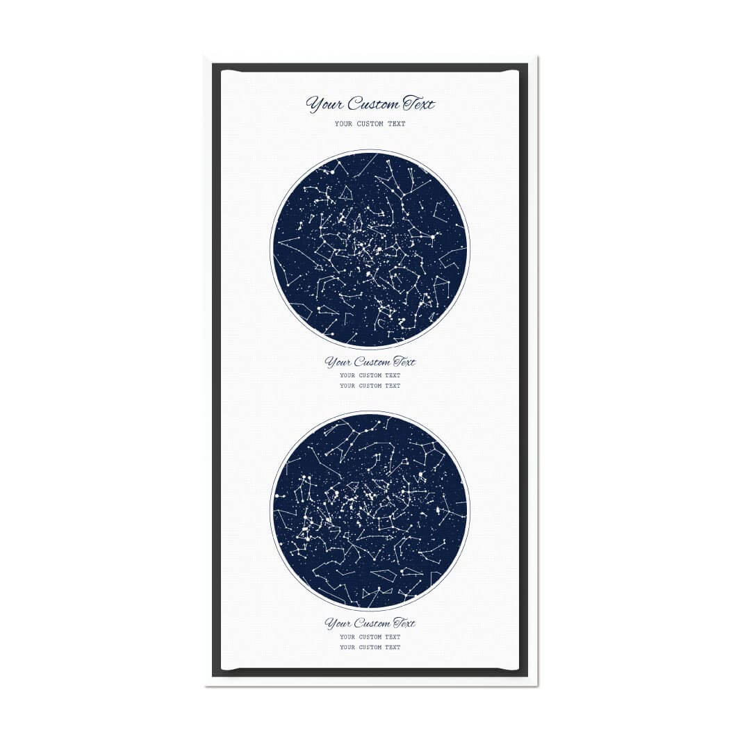 Star Map Gift Personalized With 2 Night Skies, Vertical, White Floater Framed Art Print#color-finish_white-floater-frame