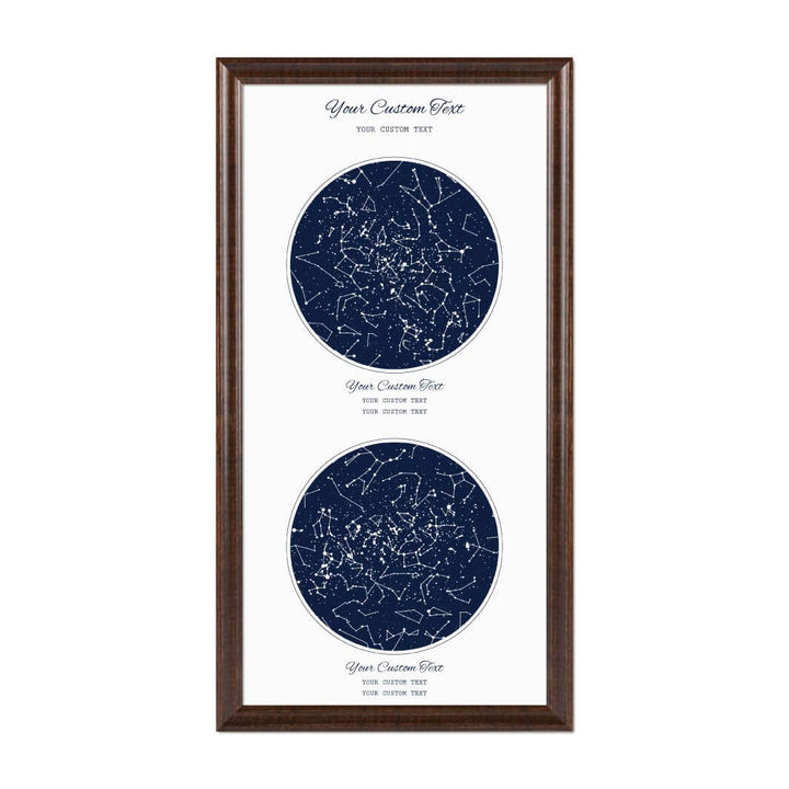Star Map Gift Personalized With 2 Night Skies, Vertical, Espresso Beveled Framed Art Print#color-finish_espresso-beveled-frame