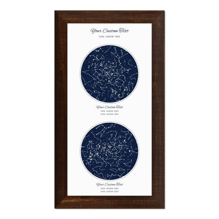 Star Map Gift Personalized With 2 Night Skies, Vertical, Espresso Wide Framed Art Print#color-finish_espresso-wide-frame