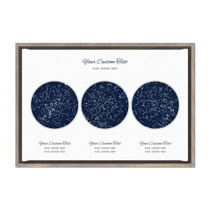 Star Map Gift Personalized With 3 Night Skies, Horizontal, Gray Floater Framed Art Print#color-finish_gray-floater-frame