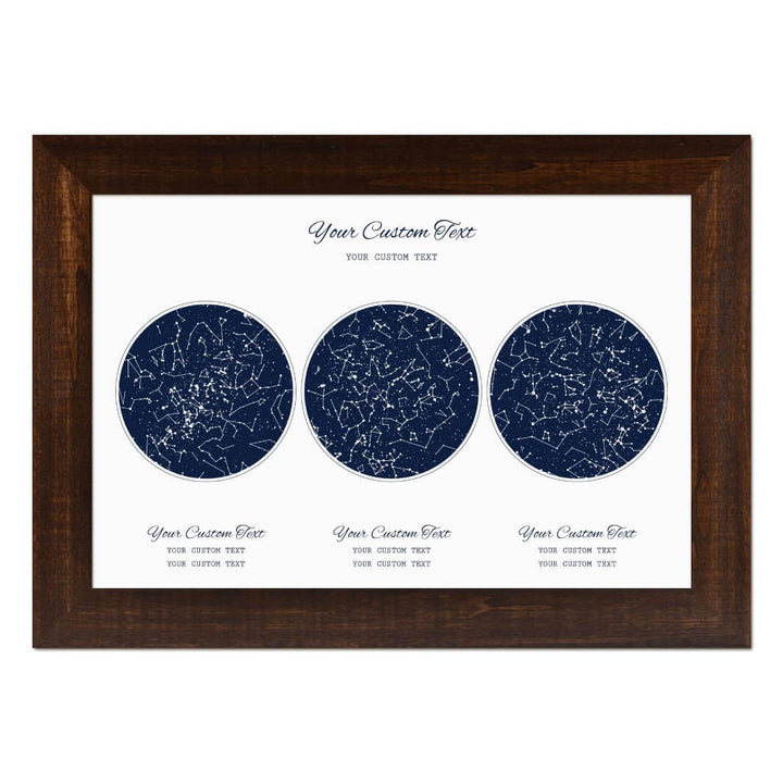 Star Map Gift Personalized With 3 Night Skies, Horizontal, Espresso Wide Framed Art Print#color-finish_espresso-wide-frame