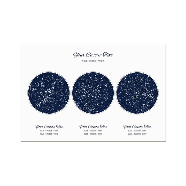 Star Map Gift Personalized With 3 Night Skies, Horizontal, Unframed Art Print#color-finish_unframed