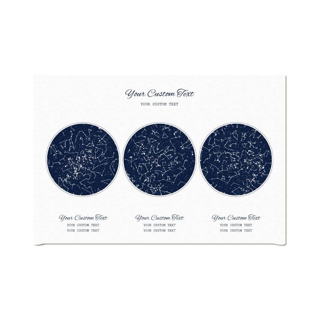 Star Map Gift Personalized With 3 Night Skies, Horizontal, Wrapped Canvas Art Print#color-finish_wrapped-canvas