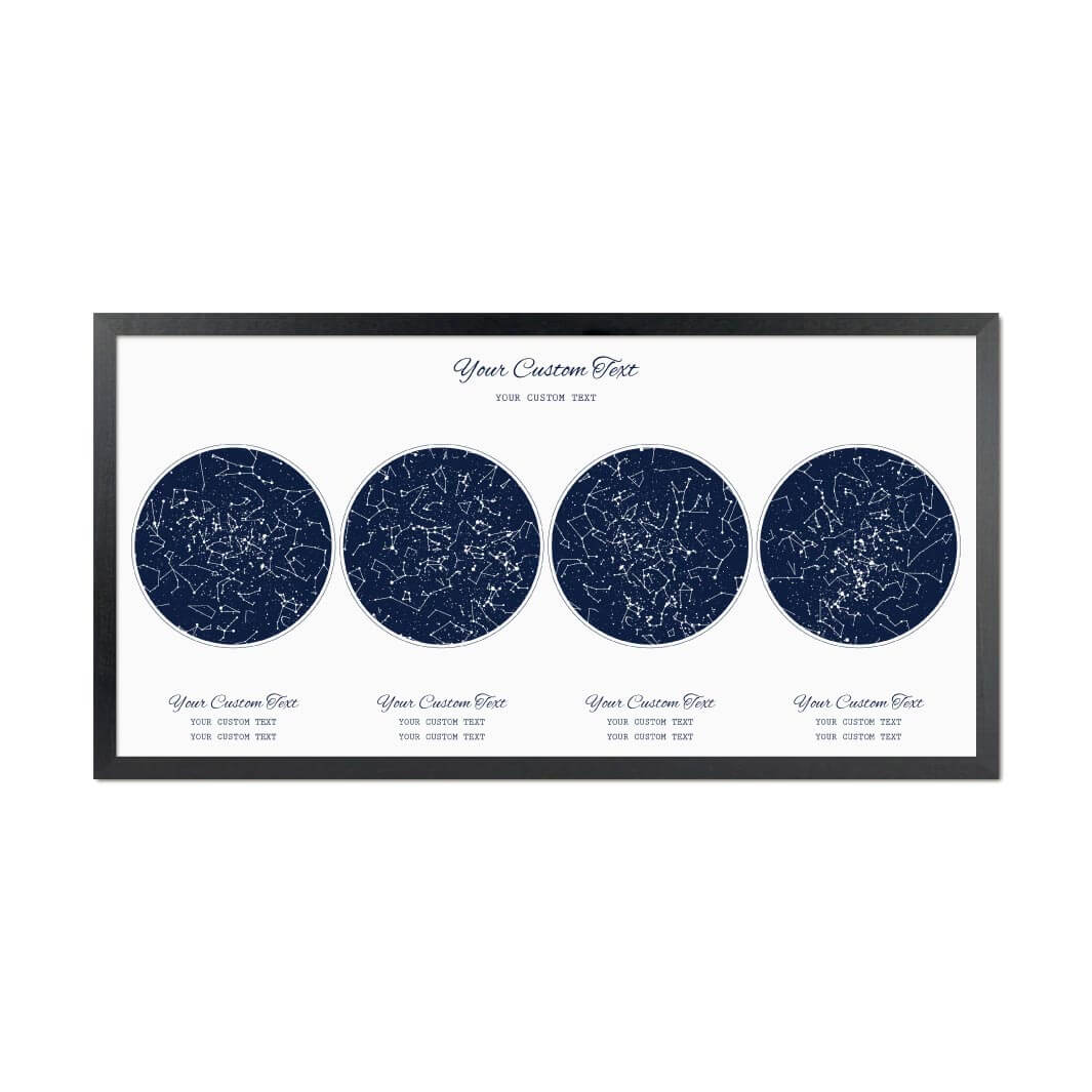 Star Map Gift Personalized With 4 Night Skies, Horizontal, Black Thin Framed Art Print#color-finish_black-thin-frame