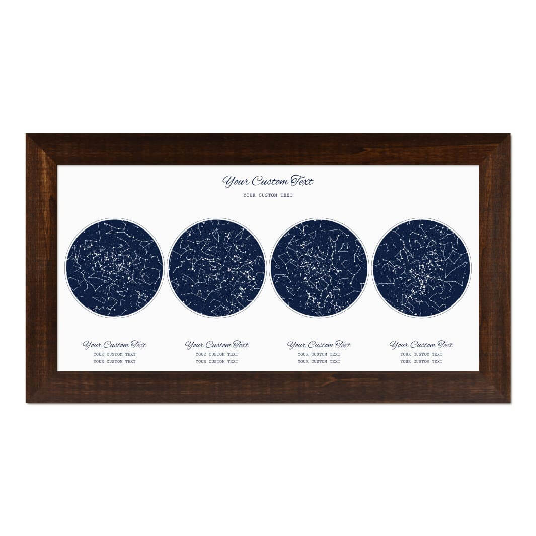 Star Map Gift Personalized With 4 Night Skies, Horizontal, Espresso Wide Framed Art Print#color-finish_espresso-wide-frame