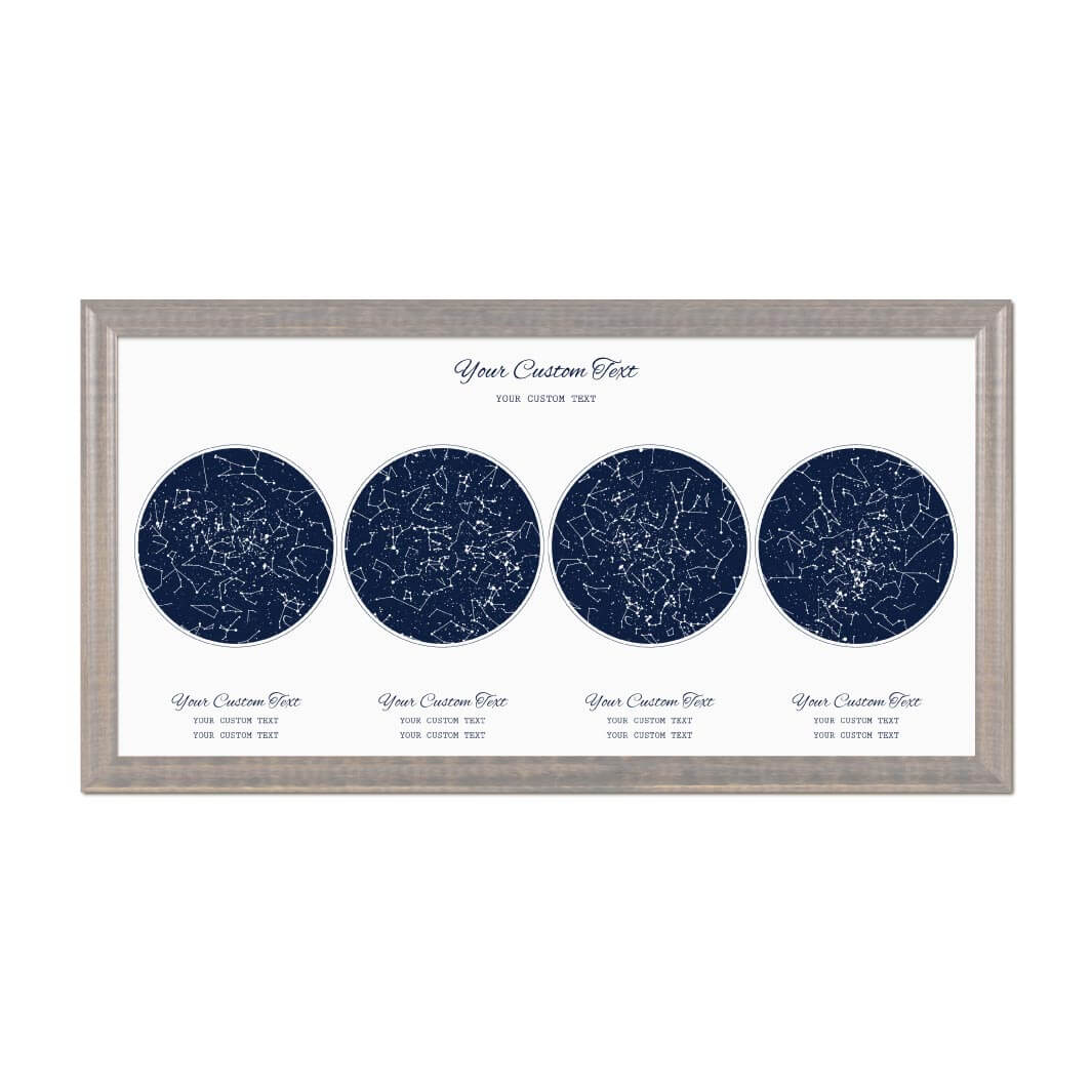Star Map Gift Personalized With 4 Night Skies, Horizontal, Gray Beveled Framed Art Print#color-finish_gray-beveled-frame