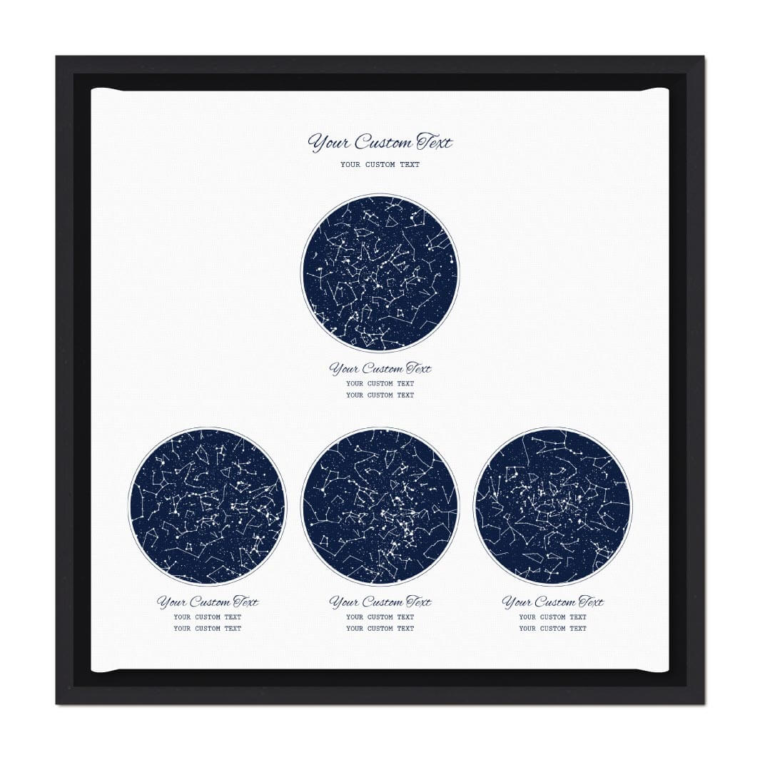Star Map Gift Personalized With 4 Night Skies, Square, Black Floater Framed Art Print#color-finish_black-floater-frame