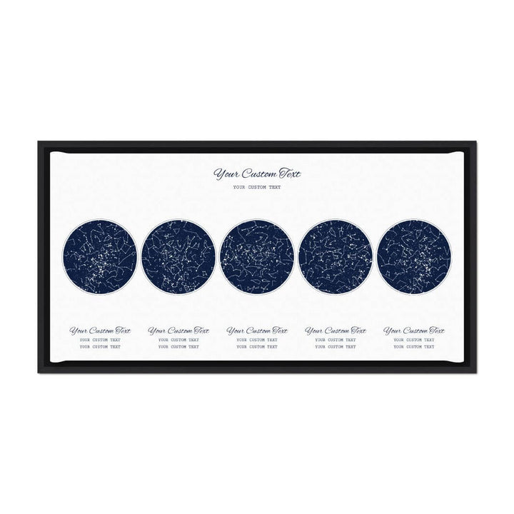 Star Map Gift Personalized With 5 Night Skies, Horizontal, Black Floater Framed Art Print#color-finish_black-floater-frame