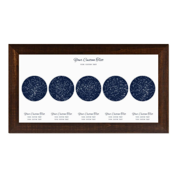Star Map Gift Personalized With 5 Night Skies, Horizontal, Espresso Wide Framed Art Print#color-finish_espresso-wide-frame