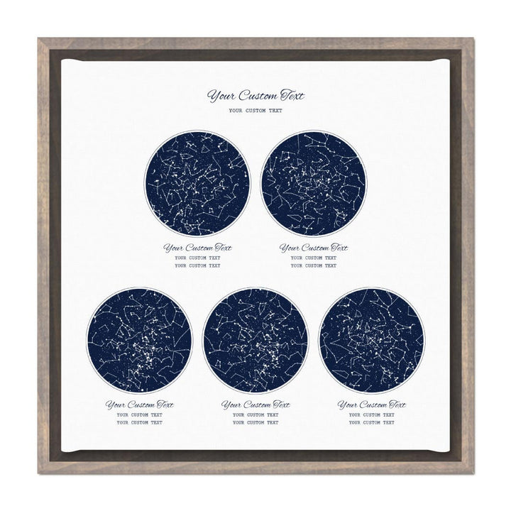 Star Map Gift Personalized With 5 Night Skies, Square, Gray Floater Framed Art Print#color-finish_gray-floater-frame