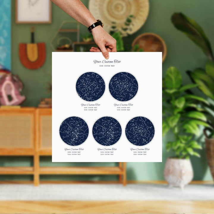 Star Map Gift Personalized With 5 Night Skies, Square, Unframed Art Print, Styled#color-finish_unframed