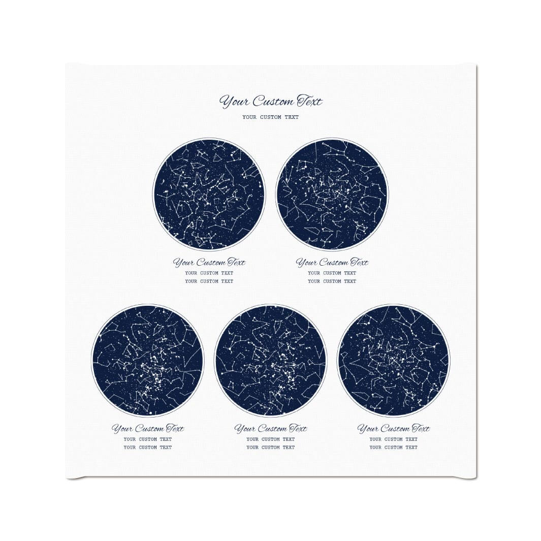Star Map Gift Personalized With 5 Night Skies, Square, Wrapped Canvas Art Print#color-finish_wrapped-canvas