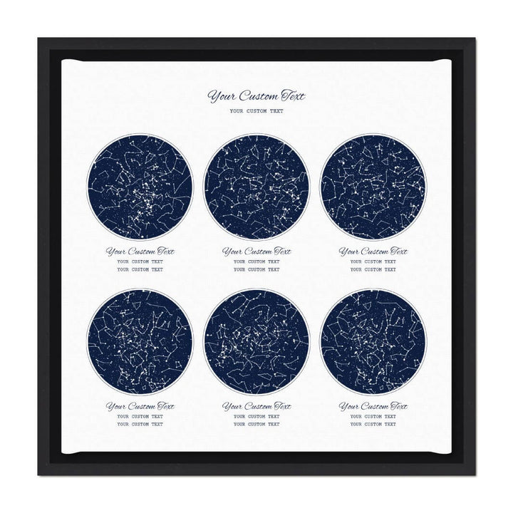 Star Map Gift Personalized With 6 Night Skies, Square, Black Floater Framed Art Print#color-finish_black-floater-frame