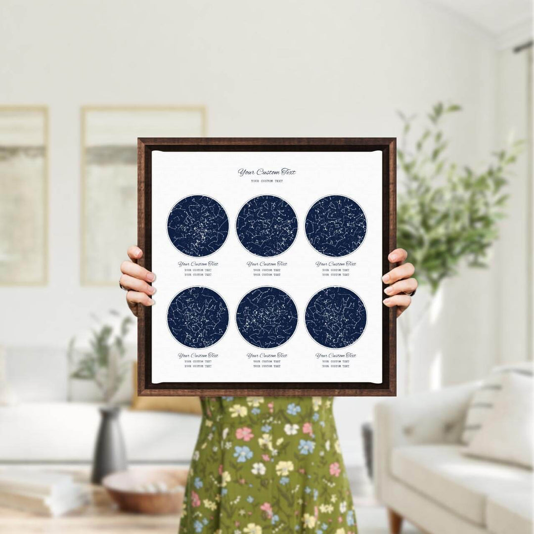 Star Map Gift Personalized With 6 Night Skies, Square, Espresso Floater Framed Art Print, Styled#color-finish_espresso-floater-frame