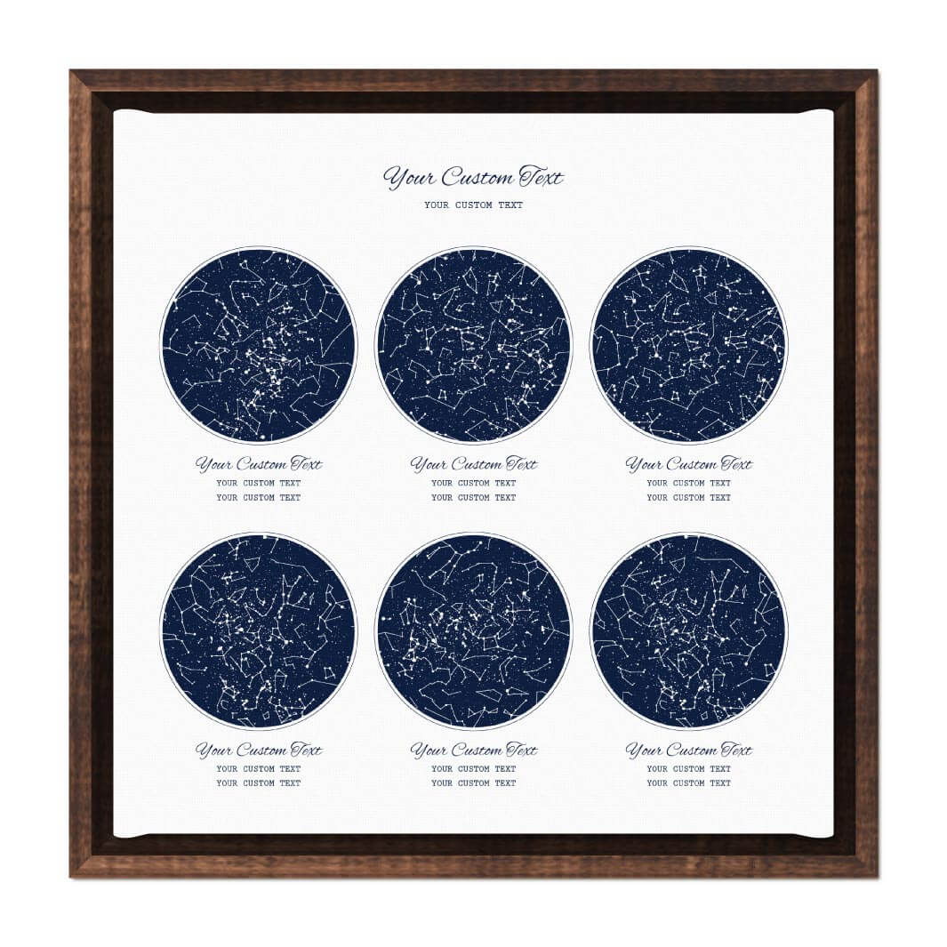 Star Map Gift Personalized With 6 Night Skies, Square, Espresso Floater Framed Art Print#color-finish_espresso-floater-frame