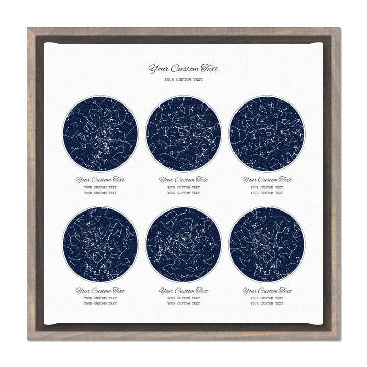 Star Map Gift Personalized With 6 Night Skies, Square, Gray Floater Framed Art Print#color-finish_gray-floater-frame
