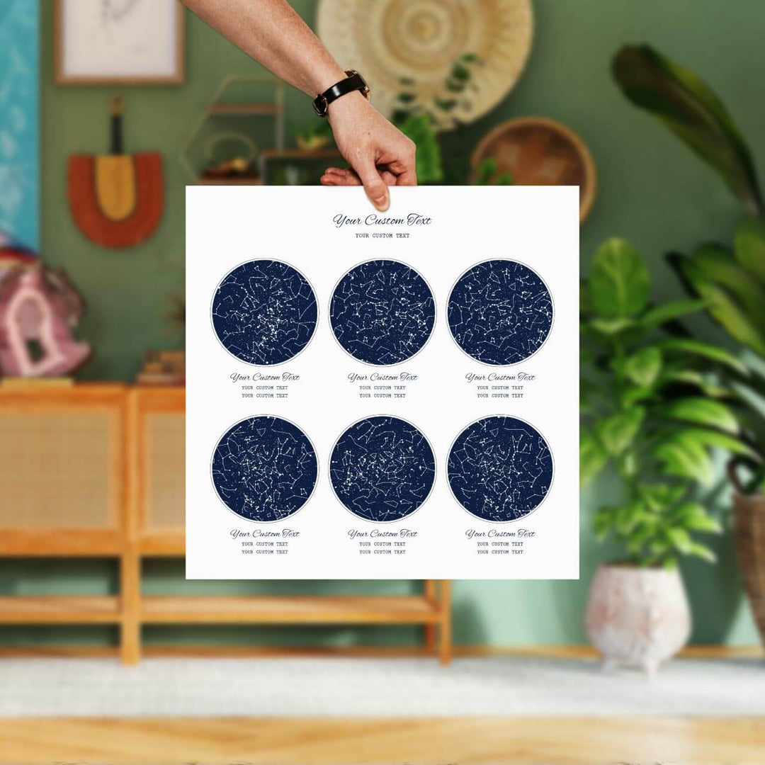 Star Map Gift Personalized With 6 Night Skies, Square, Unframed Art Print, Styled#color-finish_unframed