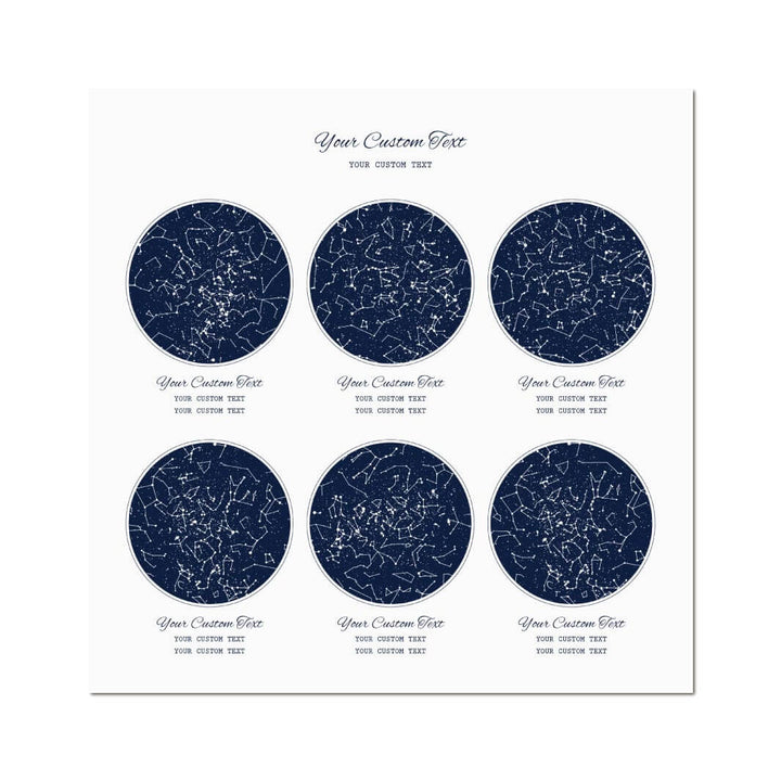 Star Map Gift Personalized With 6 Night Skies, Square, Unframed Art Print#color-finish_unframed