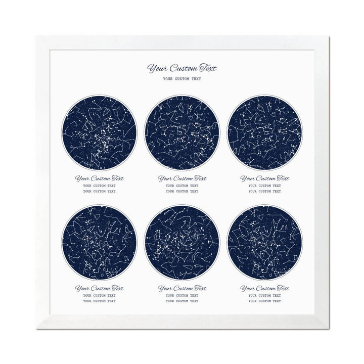 Star Map Gift Personalized With 6 Night Skies, Square, White Thin Framed Art Print#color-finish_white-thin-frame