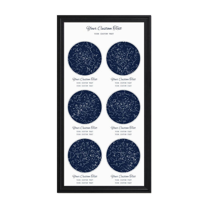 Star Map Gift Personalized With 6 Night Skies, Vertical, Black Beveled Framed Art Print#color-finish_black-beveled-frame
