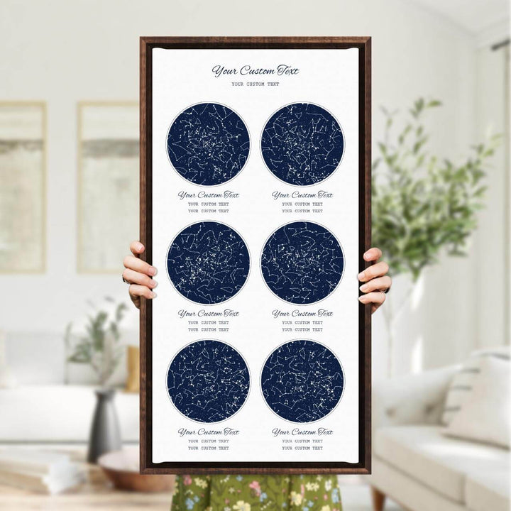 Star Map Gift Personalized With 6 Night Skies, Vertical, Espresso Floater Framed Art Print, Styled#color-finish_espresso-floater-frame