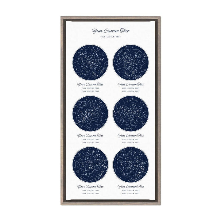 Star Map Gift Personalized With 6 Night Skies, Vertical, Gray Floater Framed Art Print#color-finish_gray-floater-frame