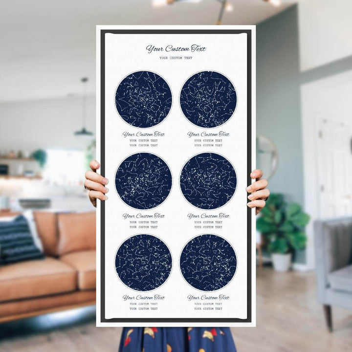 Star Map Gift Personalized With 6 Night Skies, Vertical, White Floater Framed Art Print, Styled#color-finish_white-floater-frame