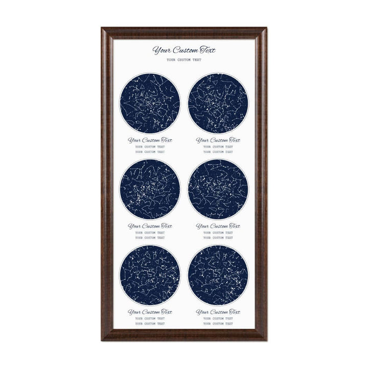 Star Map Gift Personalized With 6 Night Skies, Vertical, Espresso Beveled Framed Art Print#color-finish_espresso-beveled-frame